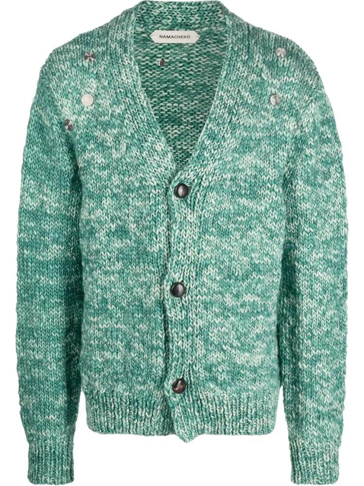 Namacheko merino wool V-neck cardigan - Green Cover