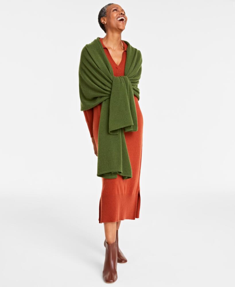 Charter Club 100% Cashmere Oversized Scarf, Created for Macy's - Deep Cactus Heather Cover