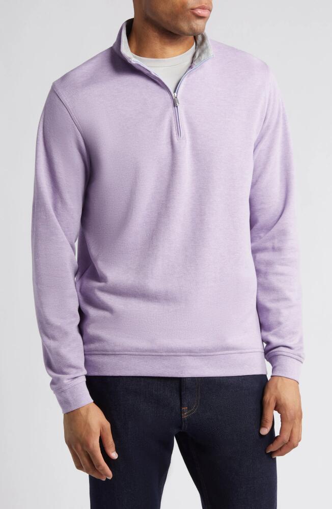 Peter Millar Crown Comfort Piqué Quarter Zip Pullover in Wild Lilac Cover