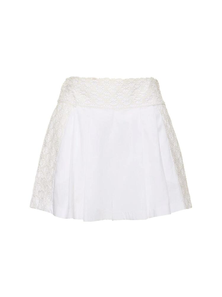 ERMANNO SCERVINO Embroidered Pleated Cotton Shorts Cover