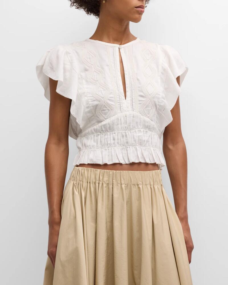 Iro Odula Embroidered Flutter-Sleeve Blouse Cover