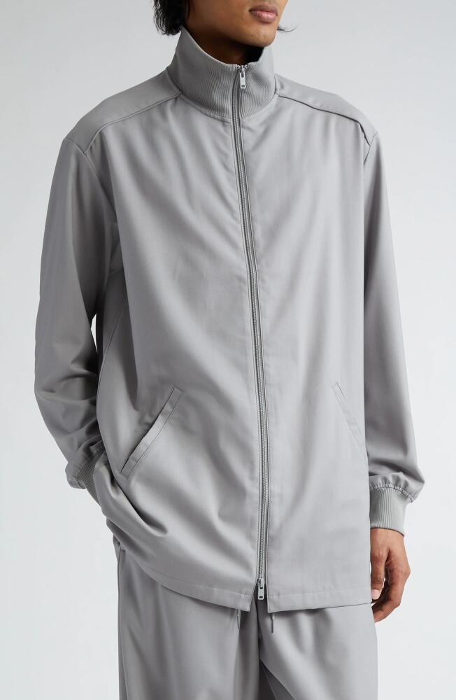 Y-3 Longline Recycled Polyester & Wool Blend Jacket in Ch Solid Grey Cover