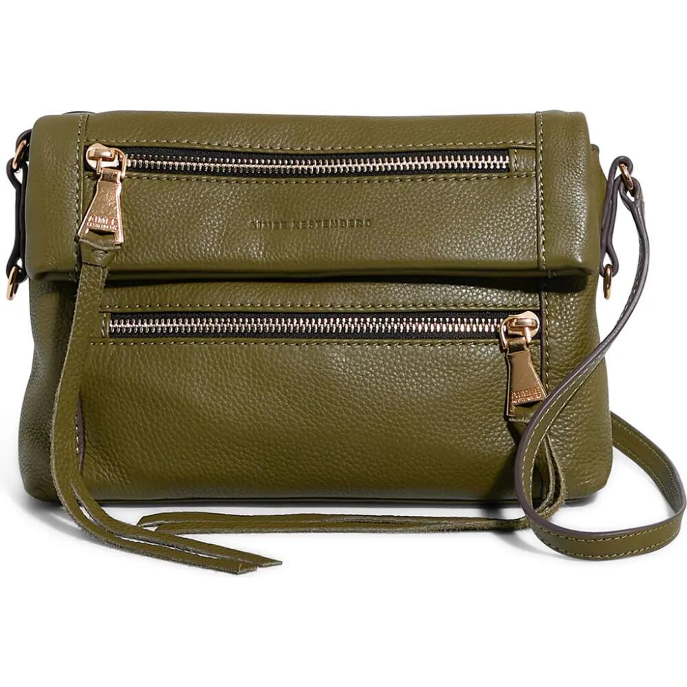 Aimee Kestenberg Crosstown Double Entry Leather Crossbody Bag in Kelp Cover