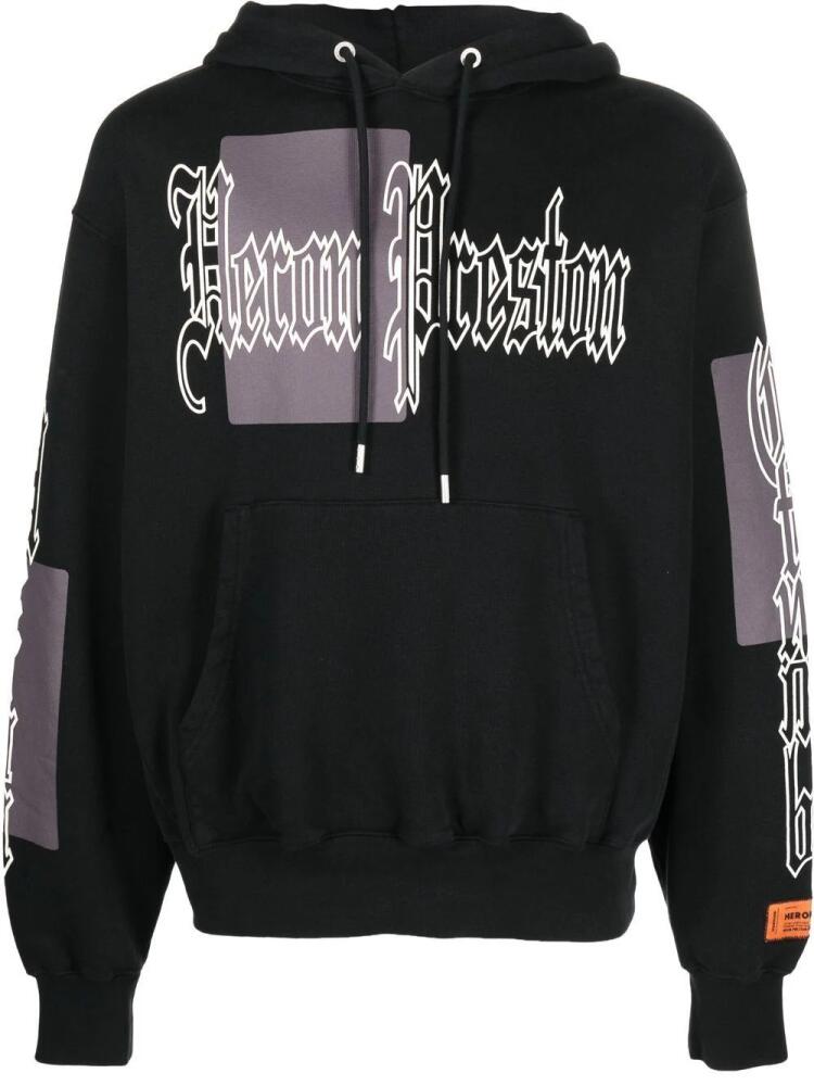 Heron Preston logo-print cotton hoodie - Black Cover