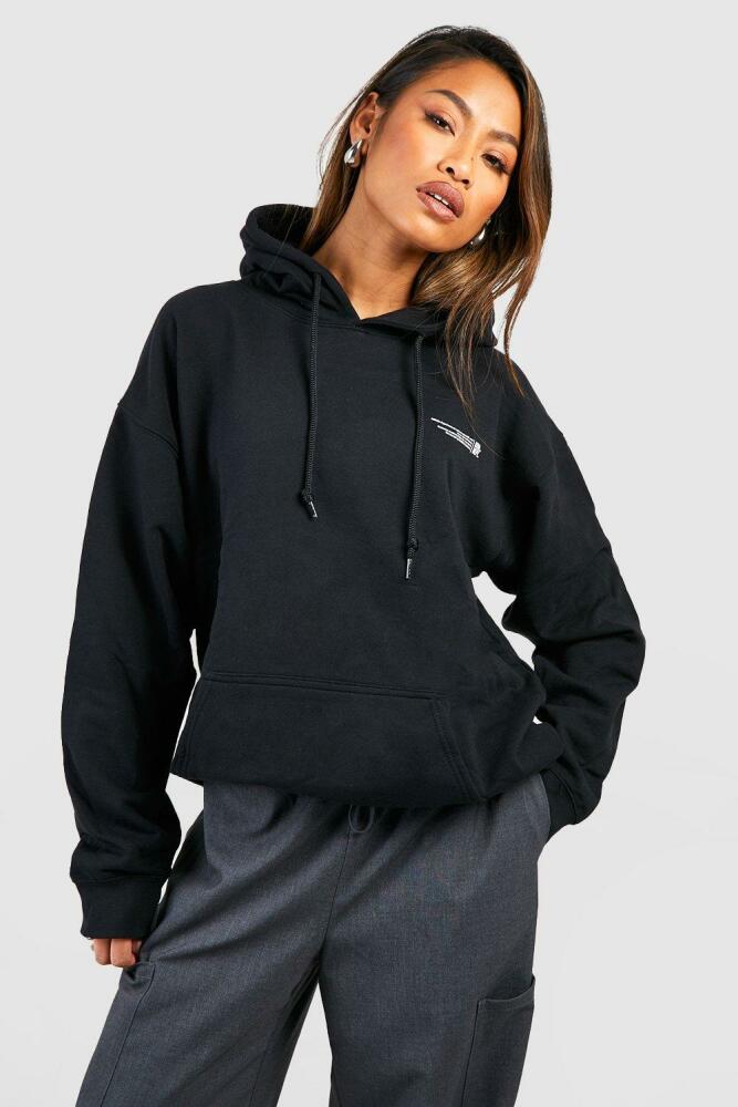 boohoo Womens Text Print Slogan Print Oversized Hoodie - Black Cover