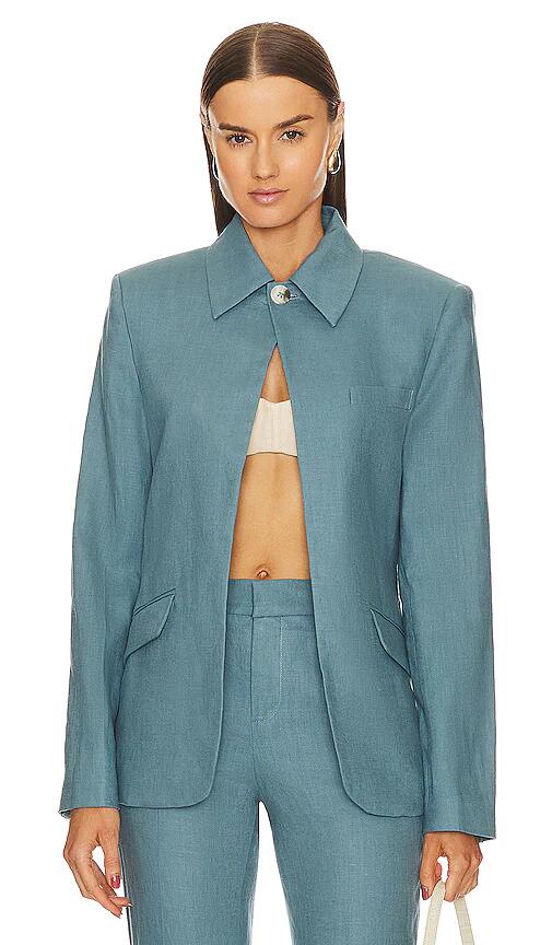 GRLFRND The Linen Midway Blazer in Blue Cover