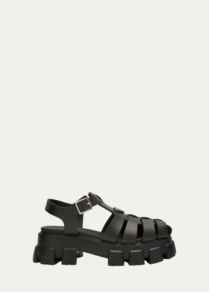 Prada Men's Monolith Rubber Chunky-Sole Fisherman Sandals Cover