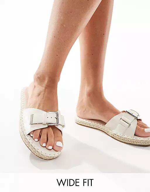 RAID Wide Fit Ruheen flat espadrille sandals in off white Cover