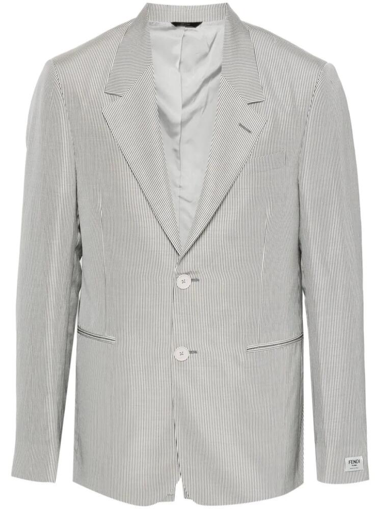 FENDI sigle-breasted striped blazer - Grey Cover