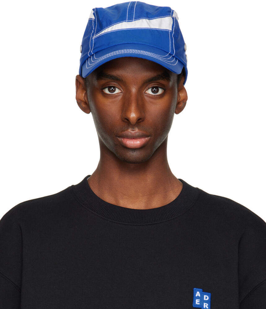 ADER error Blue & White Contrast Stitch Cap Cover