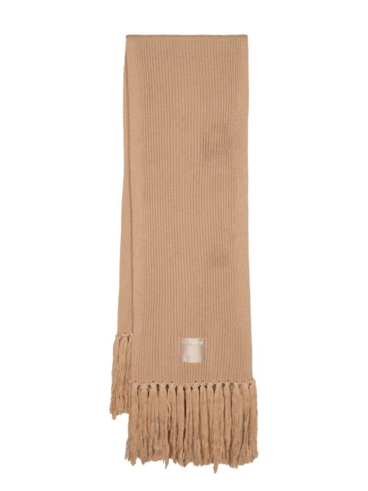 Patrizia Pepe ribbed-knit wool scarf - Neutrals Cover