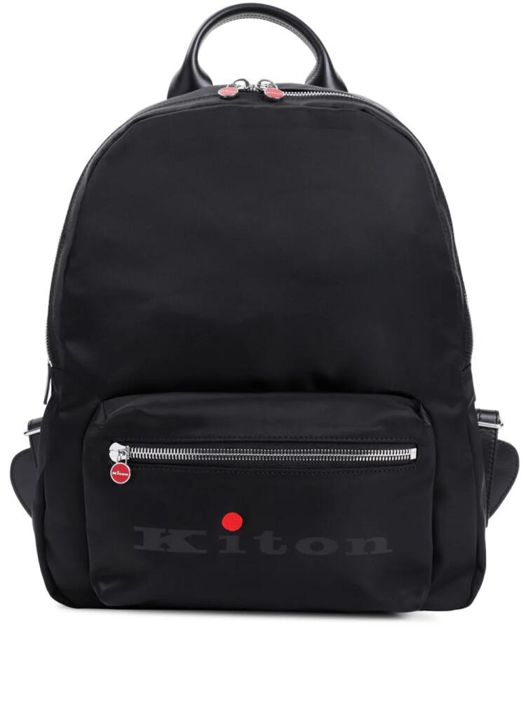 Kiton logo-print backpack - Black Cover