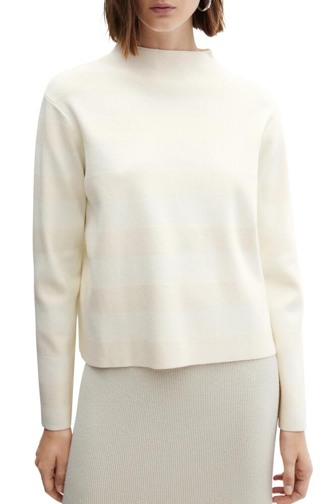 MANGO Stripe Mock Neck Sweater in Ecru Cover