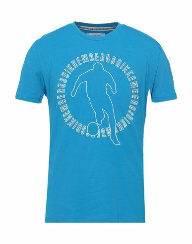 Bikkembergs Man T-shirt Azure Cotton, Elastane Cover