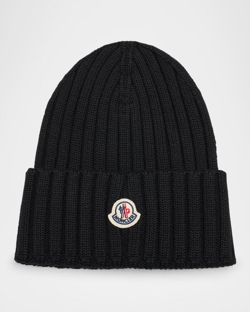 Moncler Logo Ribbed Wool Beanie Cover