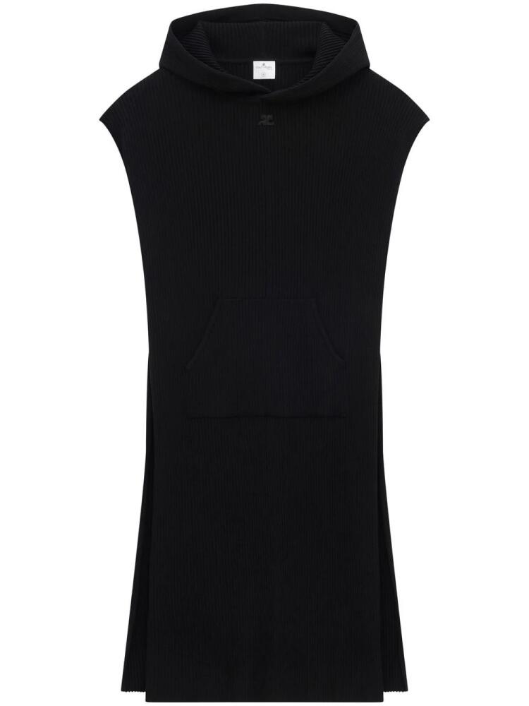 Courrèges ribbed-knit sleeveless hoodie - Black Cover