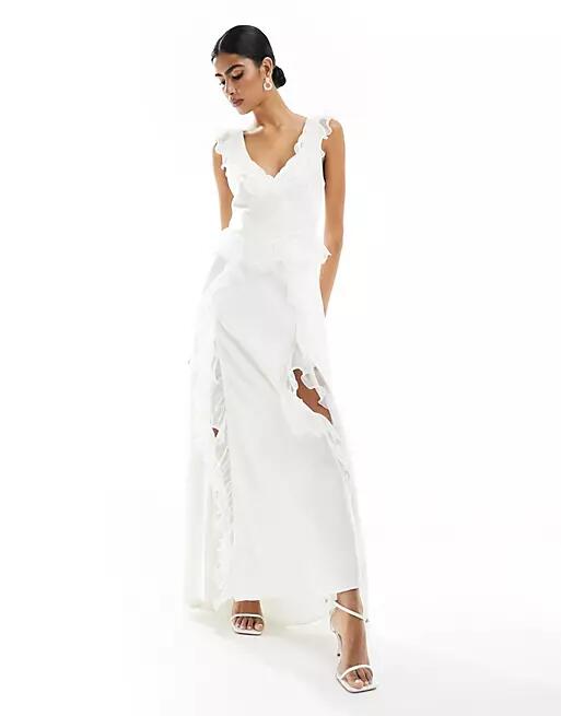 Ever New Bridal ruffle maxi dress in ivory-White Cover