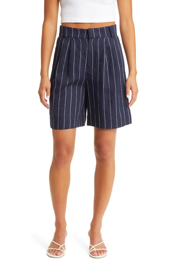 Sophie Rue Frances Linen Suit Shorts in Navy White Stripe Cover