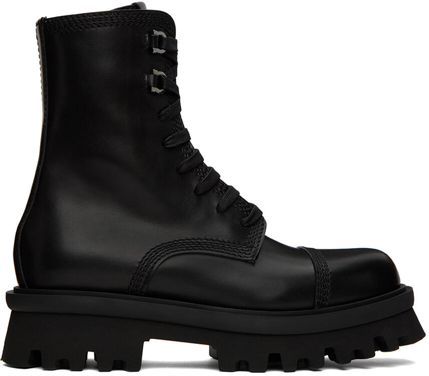 Ferragamo Black Faraway Lace-Up Boots Cover