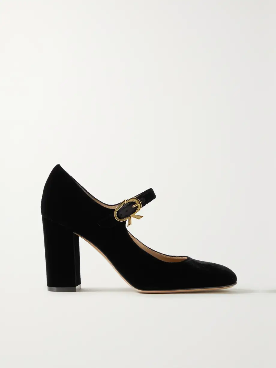 Gianvito Rossi - 85 Velvet Mary Jane Pumps - Black Cover