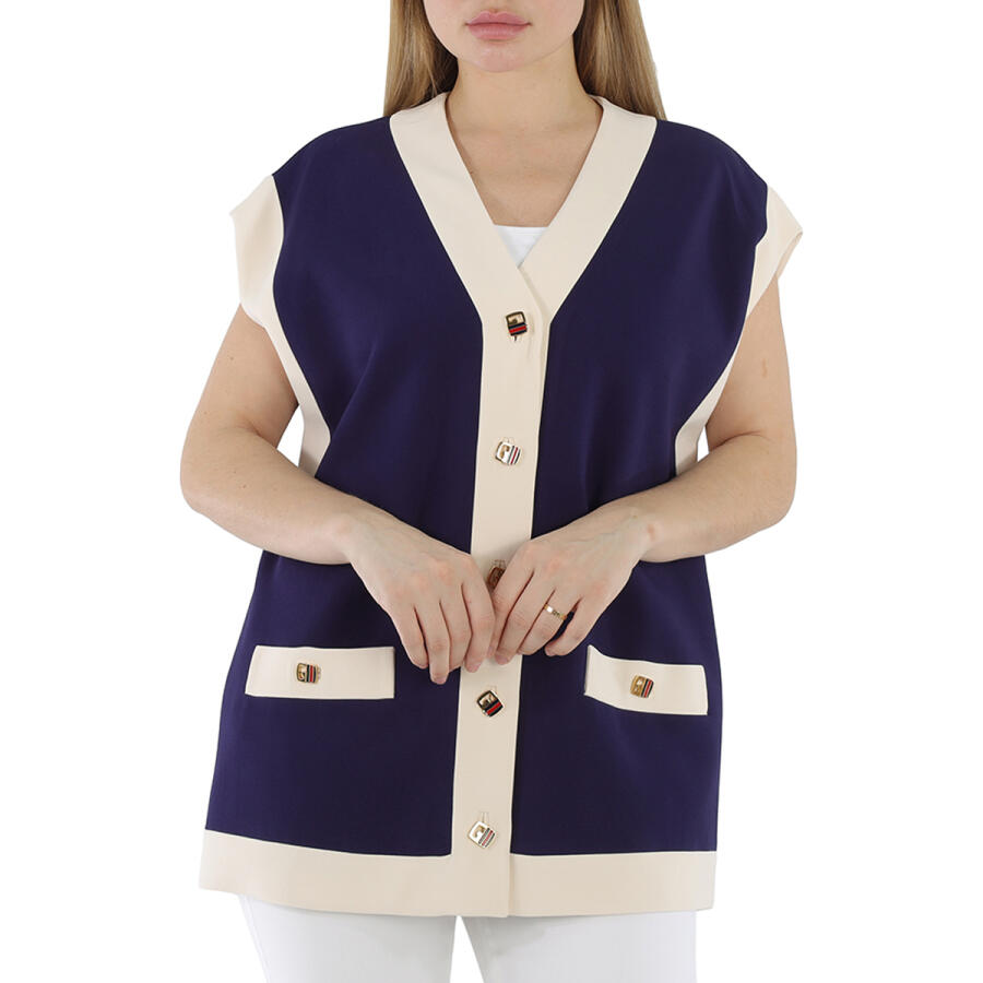 Gucci Ladies Blue Viscose Cady Vest Cover