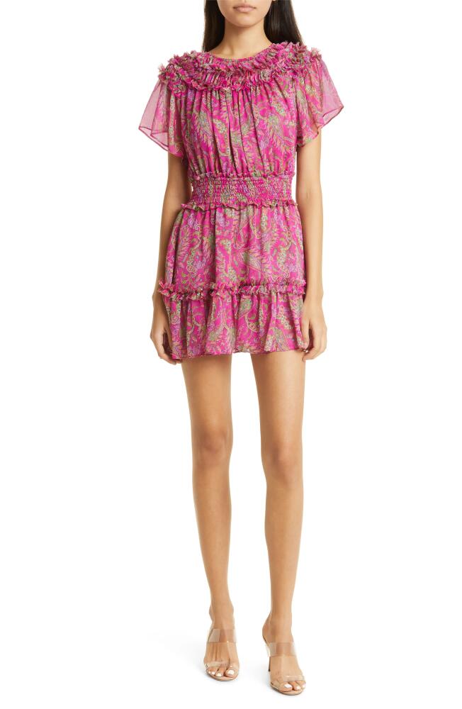 MISA Los Angeles Siobahn Paisley Ruffle Dress in Fuschia Paisley Cover