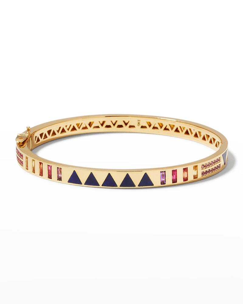 Harwell Godfrey 18k Yellow Gold Lapis Lazuli, Multicolor Sapphire and Pave Diamond Bangle Cover