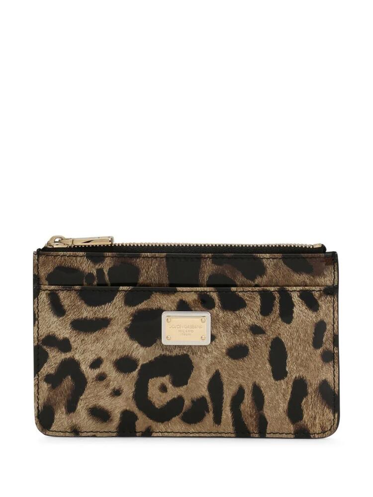 Dolce & Gabbana leopard-print leather card holder - Brown Cover