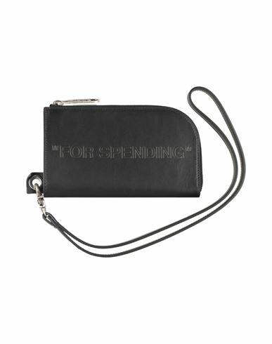 Off-white Man Coin purse Black Soft Leather Cover