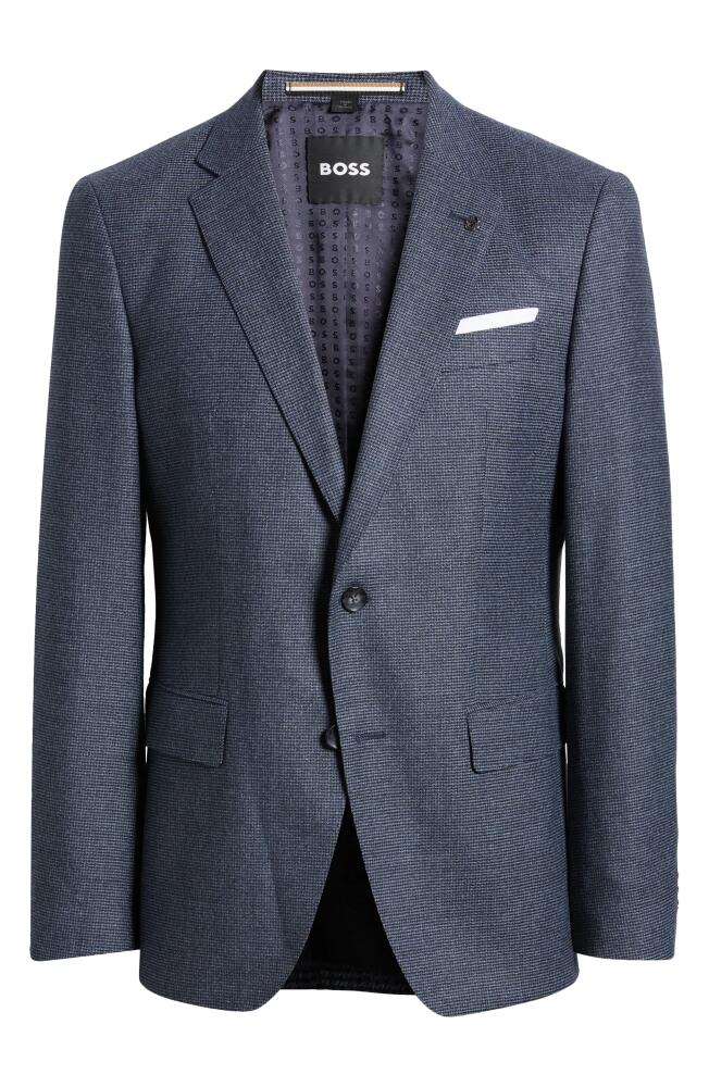 BOSS Hutson Microcheck Stretch Wool Sport Coat in Dark Blue Cover