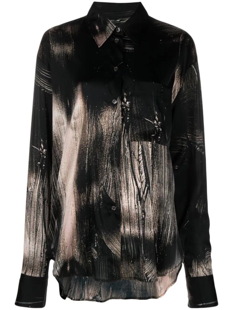 Louisa Ballou abstract-pattern print long-sleeve shirt - Black Cover