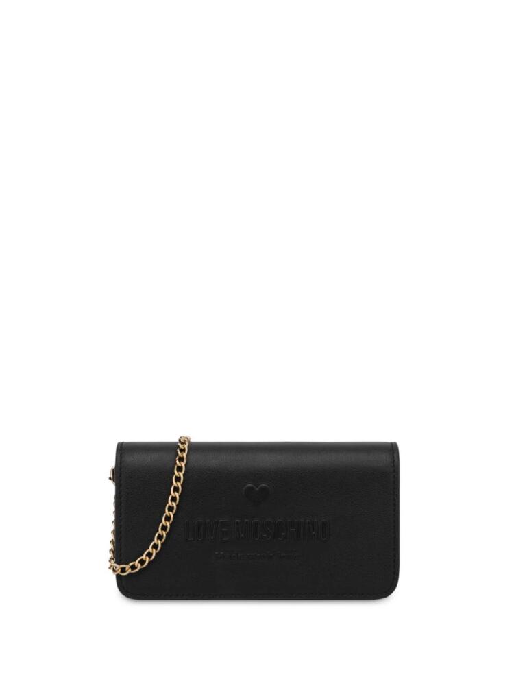 Love Moschino logo-embossed leather purse - Black Cover