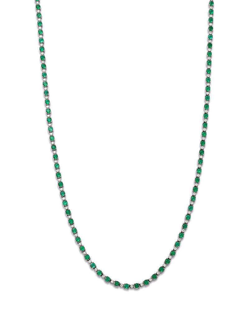 Bloomingdale's Fine Collection Emerald & Diamond Necklace in 14K White Gold, 17 Cover