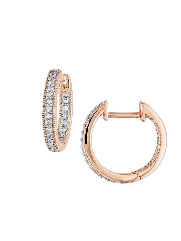 Sonatina Women's 14K Rose Gold & 0.23 TCW Diamond Huggies Earrings Cover