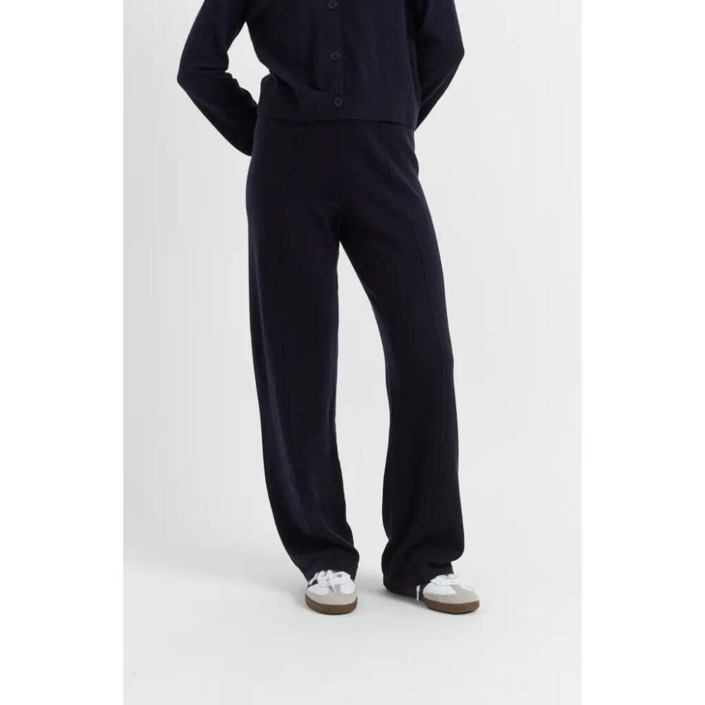 Chinti & Parker Wool & Cashmere Wide Leg Track Pant in Navy Cover