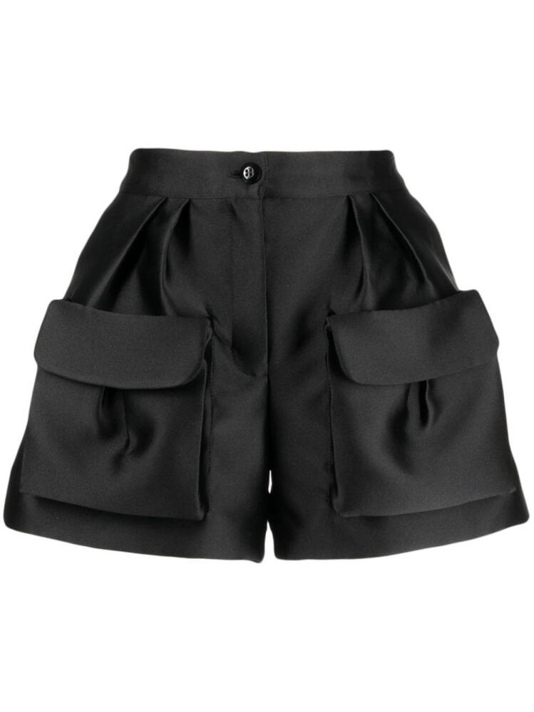 Isabel Sanchis 3D-pockets satin mini shorts - Black Cover