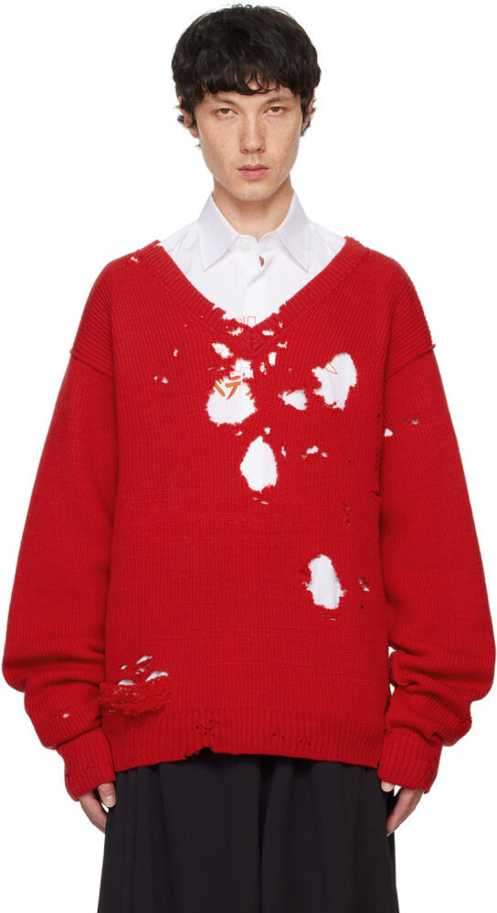 VETEMENTS Red Destroyed Sweater Cover