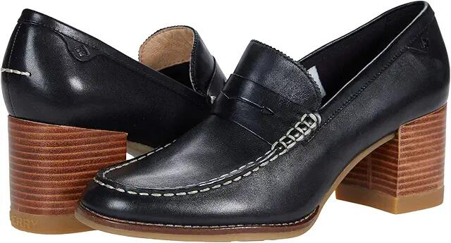 Sperry Seaport Penny Heel Leather (Black) Women's Shoes Cover