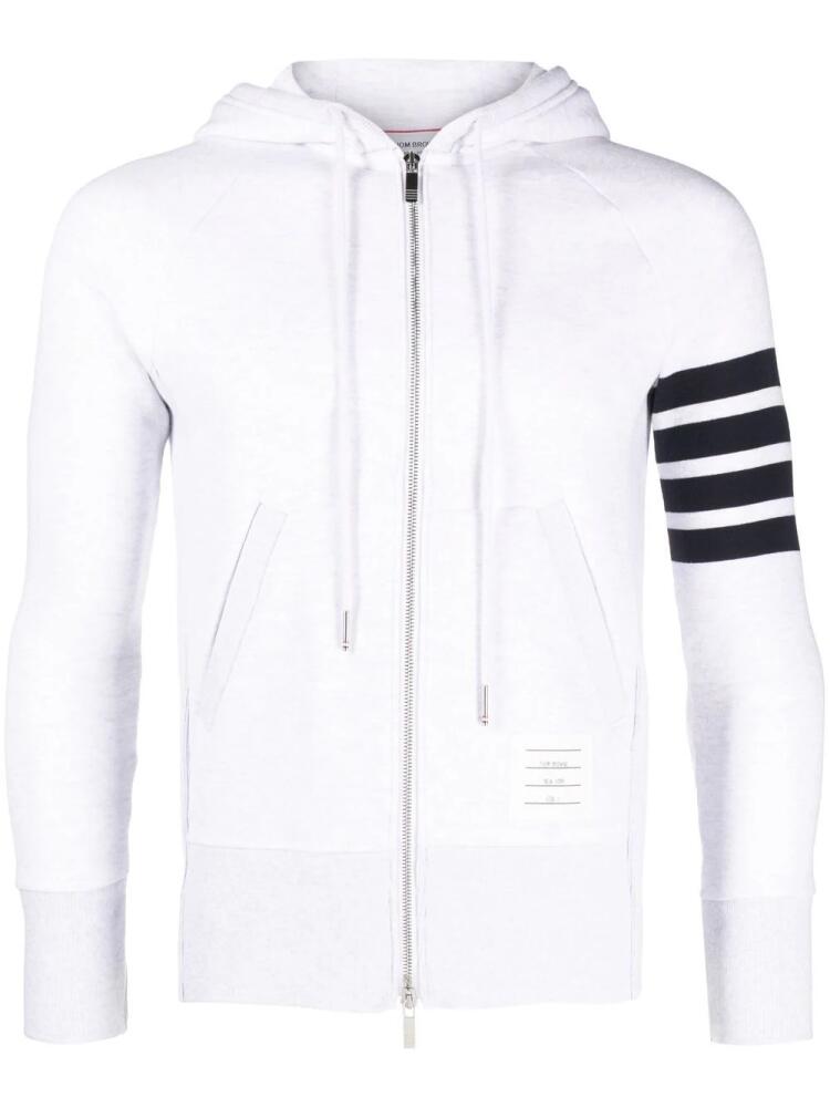 Thom Browne logo-patch stripe-detail hoodie - White Cover