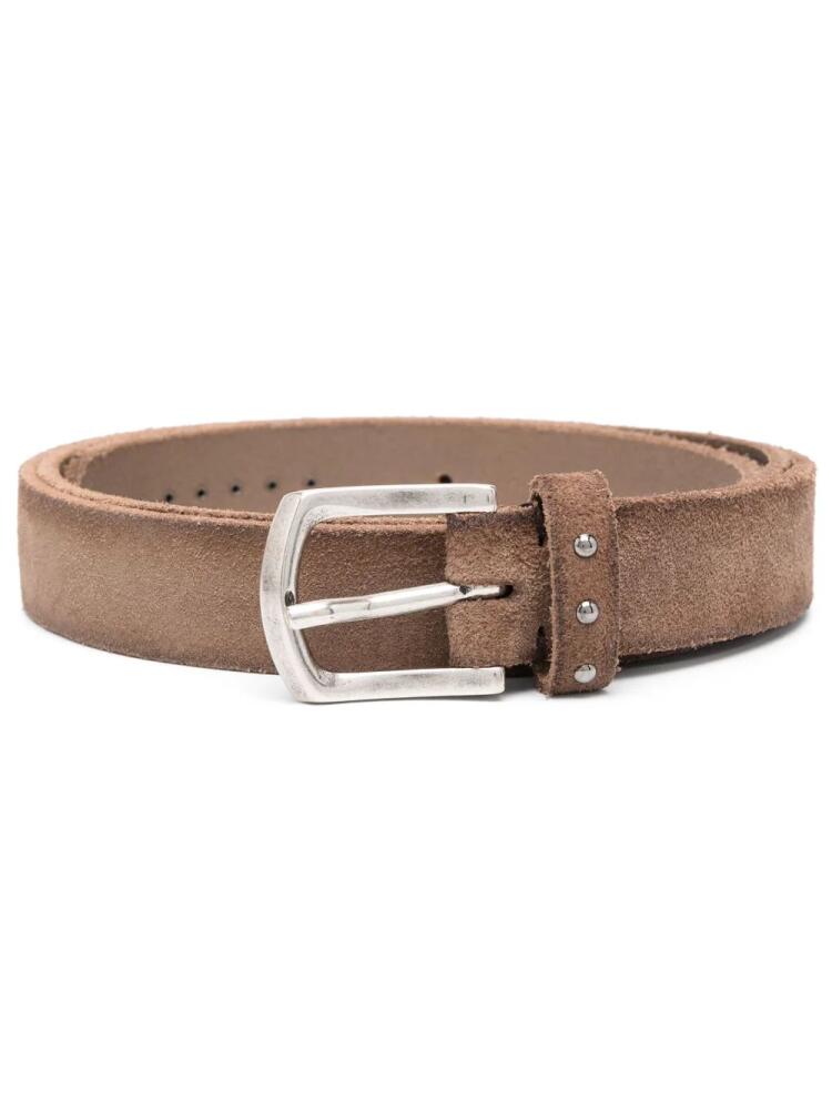 Boglioli buckle-fastening suede belt - Brown Cover