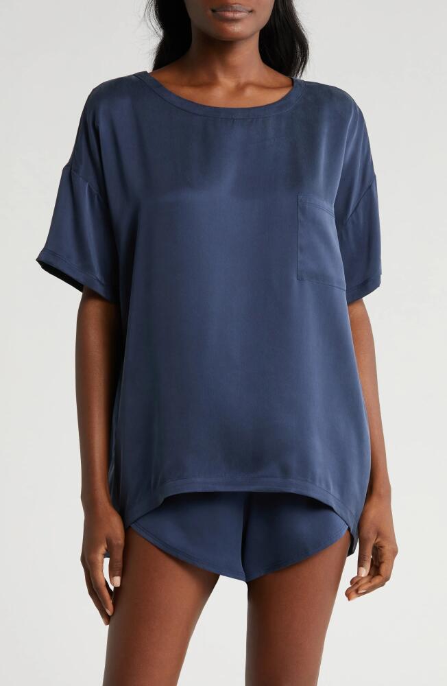 Lunya Washable Silk Tee Short Pajamas in Deep Bluednu Cover