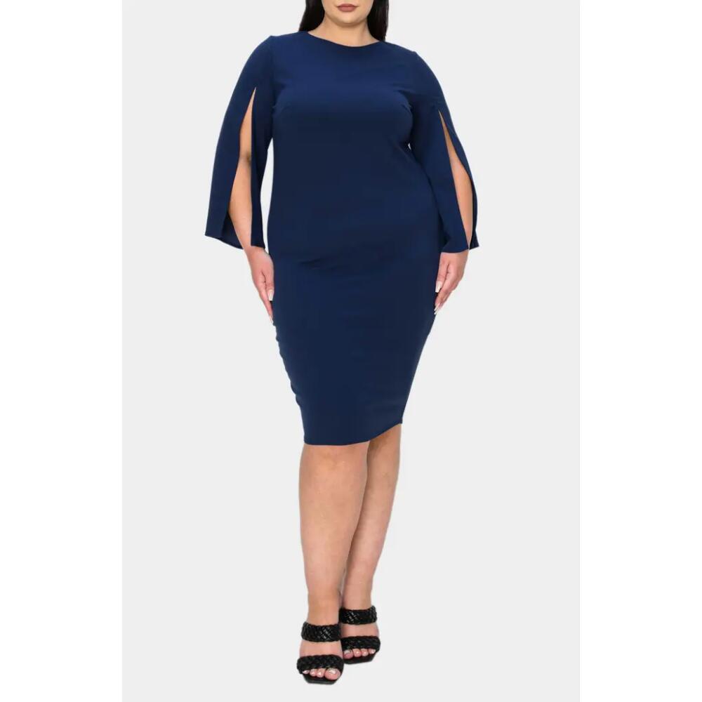 L I V D Clementine Split Sleeve Jersey Dress in Navy Cover