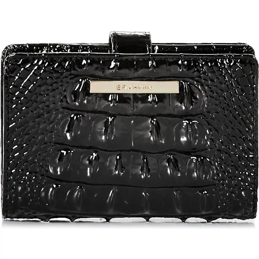 Brahmin Hannah Croc Embossed Leather Wallet in Black Cover