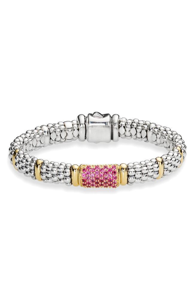 LAGOS Pink Sapphire Caviar Beaded Bracelet in Silver/Gold Cover