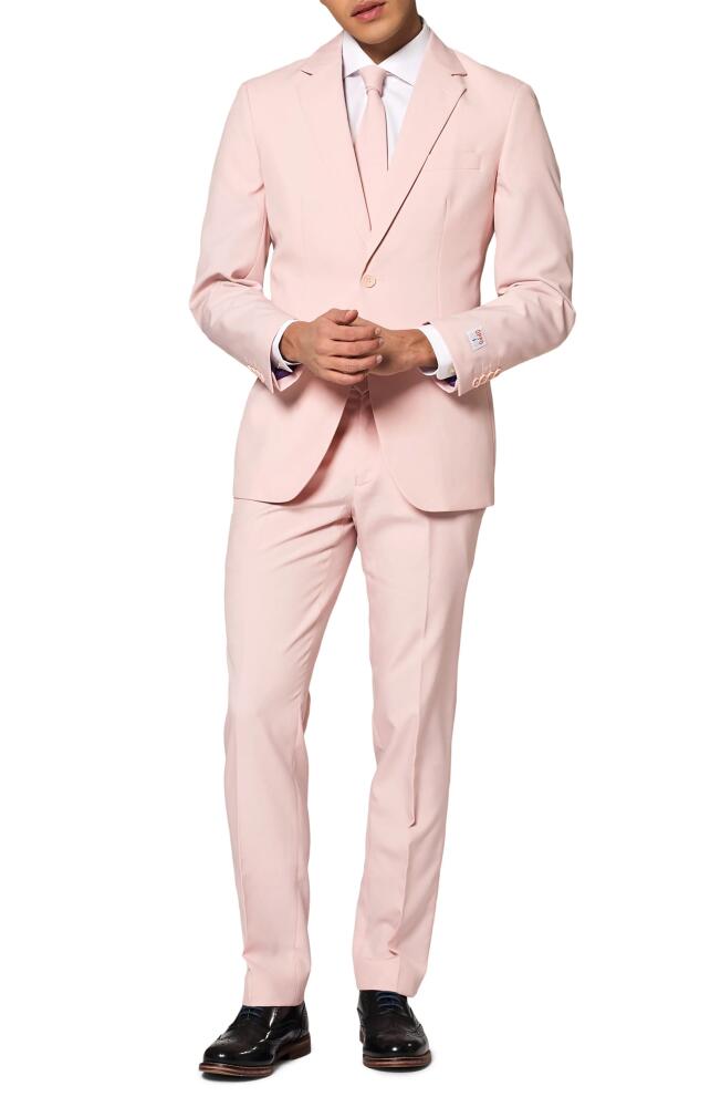 OppoSuits Blush Solid Two-Piece Suit with Tie in Pink Cover