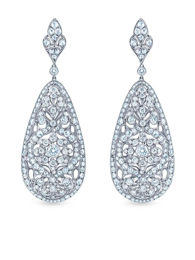 KWIAT 18kt white gold diamond Splendor Puffy teardrop pendant earrings - Silver Cover