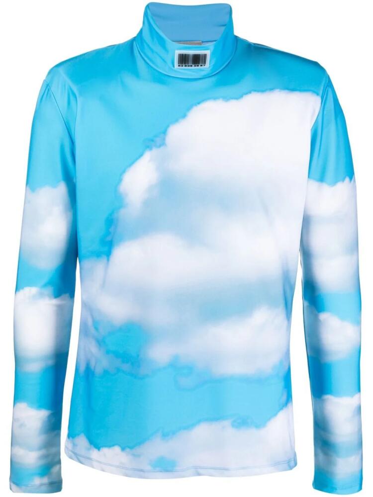 VTMNTS cloud-print high-neck top - Blue Cover