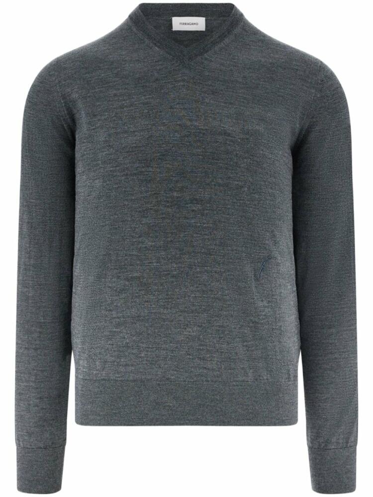 Ferragamo v-neck charcoal wool sweater - Grey Cover