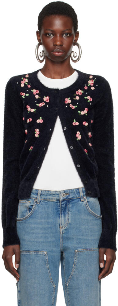 Blumarine Black Embroidery Roses Cardigan Cover