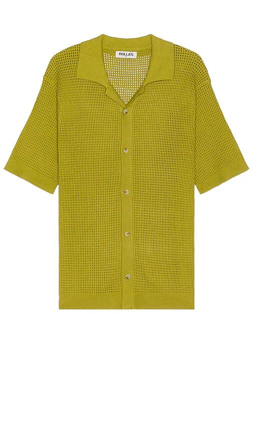 ROLLA'S Bowler Grid Knit Shirt in Green Cover